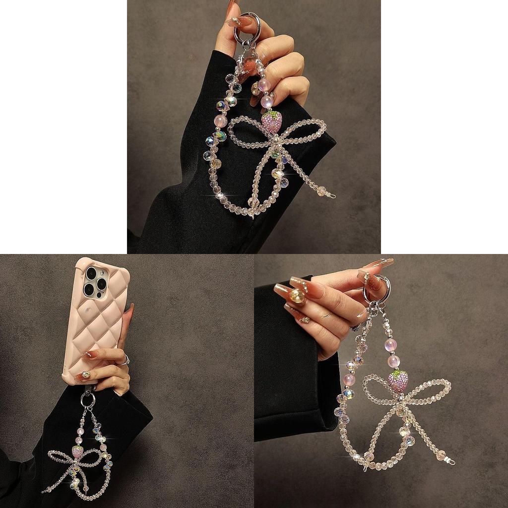 Cute Strawberry Phone Strap With Beads For Girls And Teens