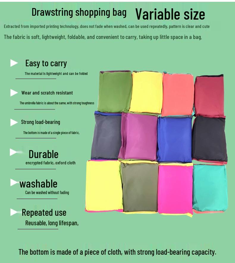 Waterdichte Opvouwbare Boodschappentas - Grote Capaciteit, Milieuvriendelijke Tas met Trekkoord