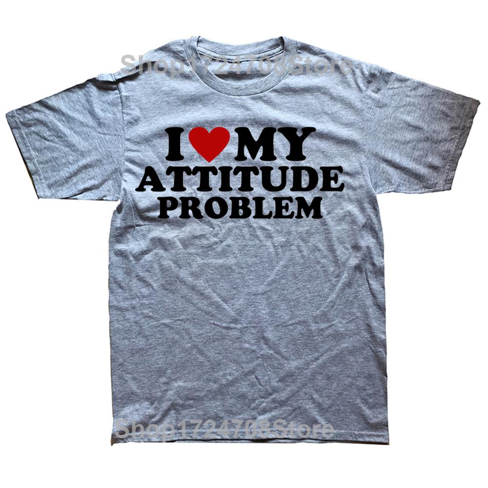 Funny Negativity Joke Vintage Tops EU Size 100% Cotton Unisex O-neck T-shirts Rertro I Heart Love My Attitude Problem T Shirt