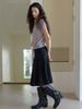 Elssibeui Drawstring Pleated Skirt_Black