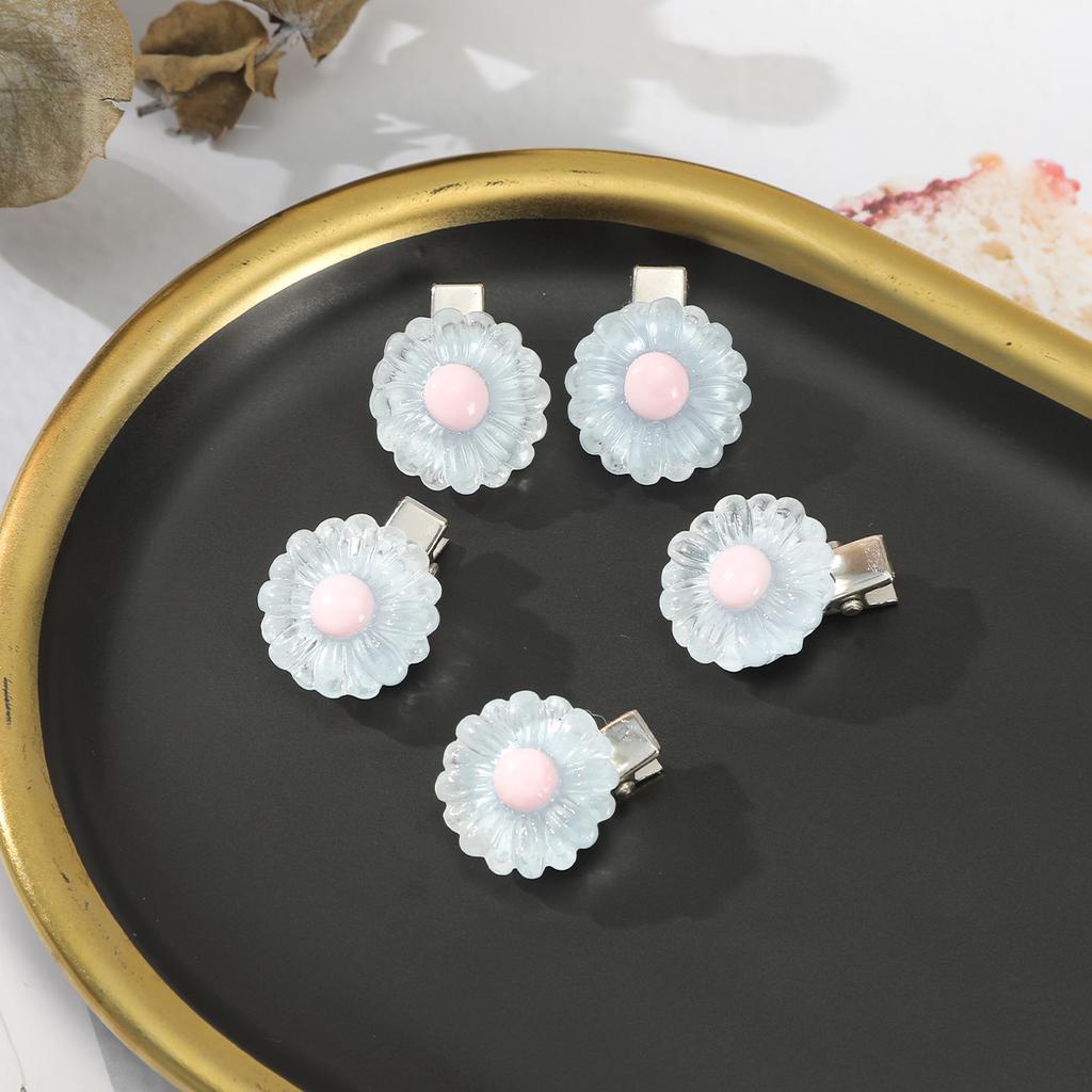 AWAYTR 5Pcs/Set Sweet Plumeria Hairpin Hair Clips For Kids Girls Flower Hairpins Mini Hair Clips Duckbill Clip Hair Accessories