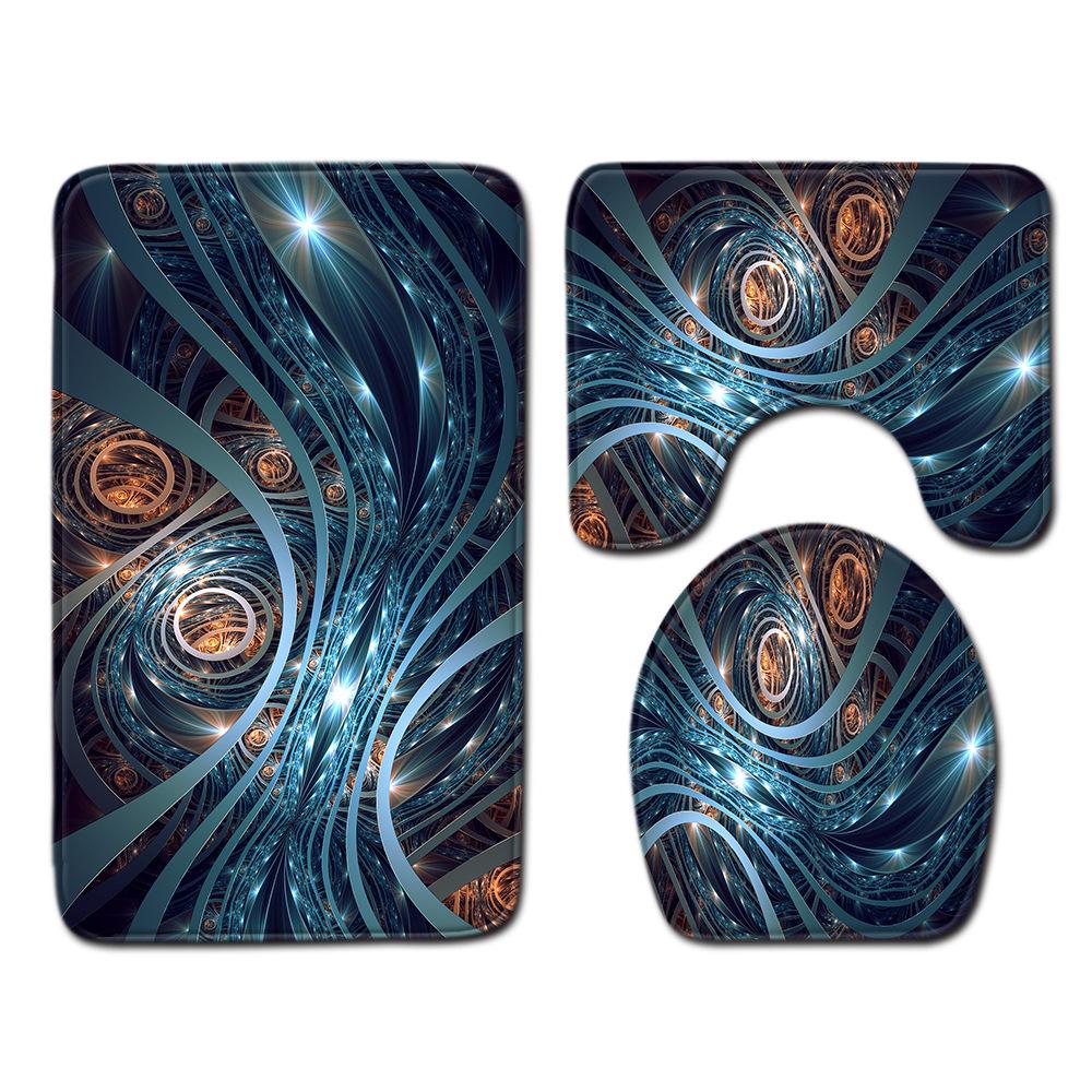 Cool Pattern Bathroom Floor Mat Toilet Three-Piece Set