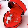 Heart-Shaped Diamond Watch & Necklace Set - Stainless Steel Gift Box for Teacher's Day or Holiday Gift for Girlfriend