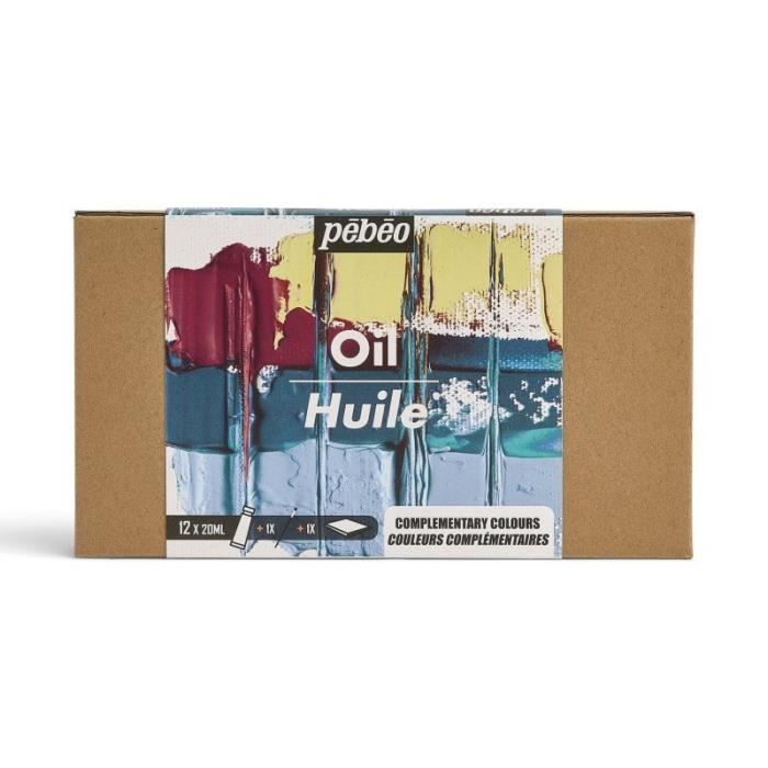 Pebeo - Couleurs À L huile - Studio huile xl - set 12 tubes 20 ml couleurs complementaires + accessoires