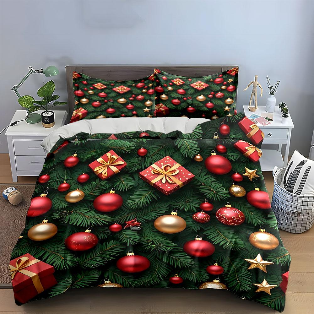 Christmas Ornaments and Gifts Bedding Duvet Cover Set Duvet Cover Pillowcases  (1*Duvet Cover 2*Pillowcases, without duvet insert)