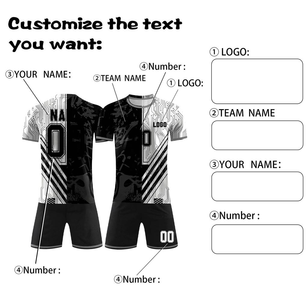 Conjunto Deportivo Personalizado de Dos Piezas DIY con Camiseta de Manga Corta y Pantalones Cortos para Uniformes de Equipo y Estampación Personalizada