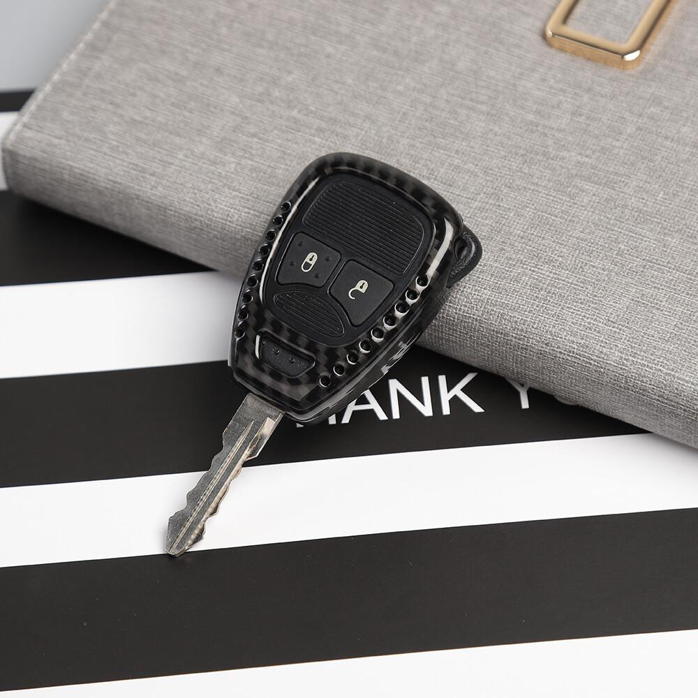 1pcs Car Key Fob Protect Cover Case Trim for Jeep Wrangler JK 07-17 Carbon Fiber
