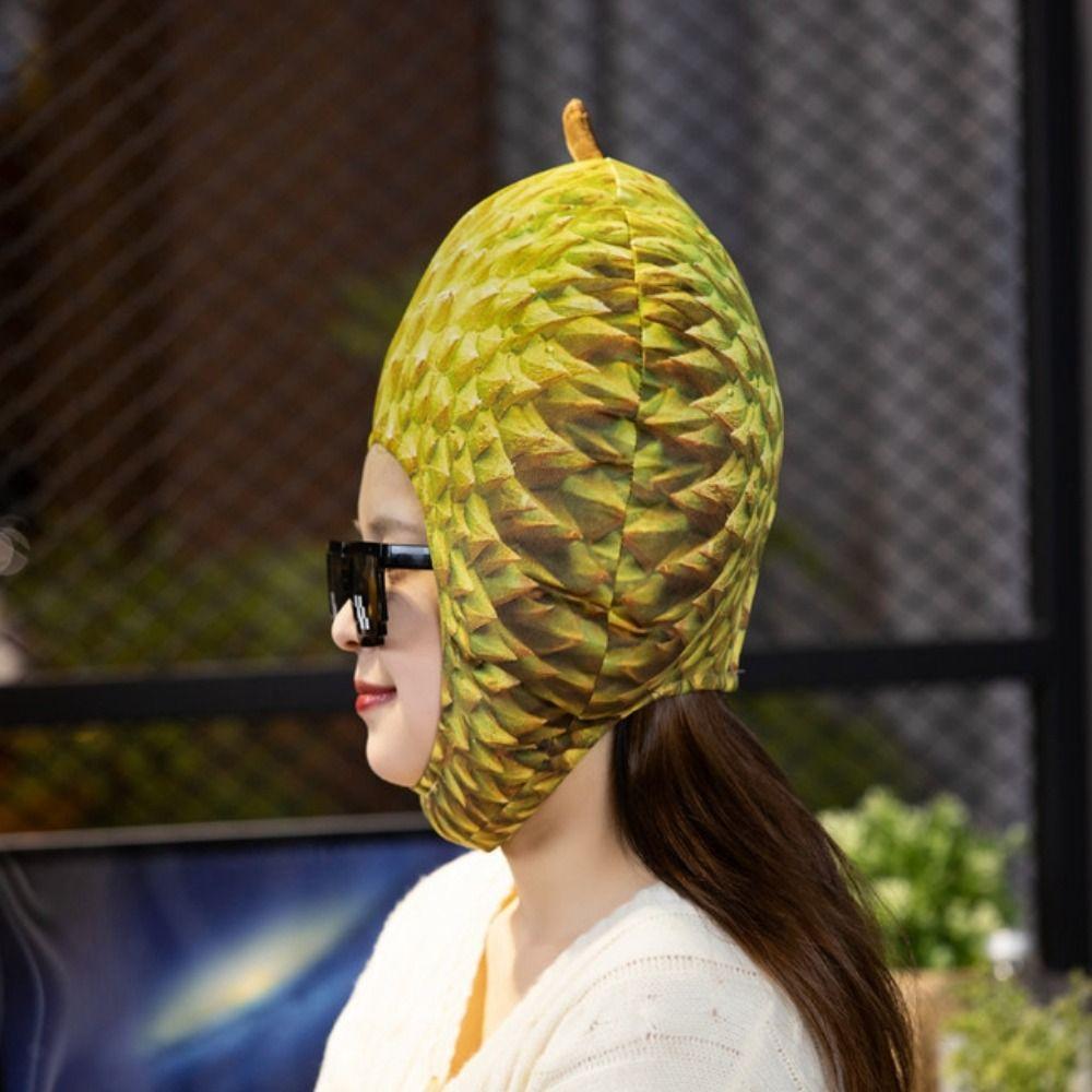 Funny Durian Headgear Soft Cartoon Plush Hat Cute Simulation Durian Hat Cosplay Costume
