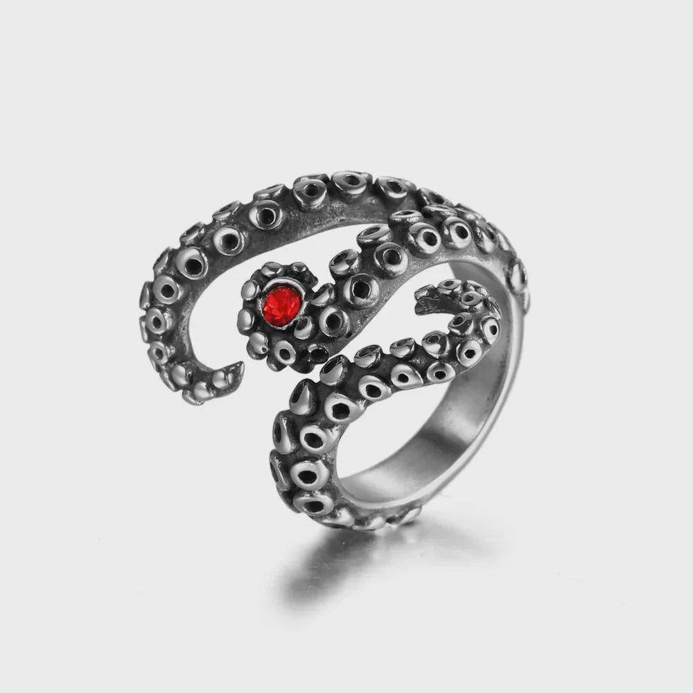 Men's European and American Retro Octopus Tentacle Punk Ring