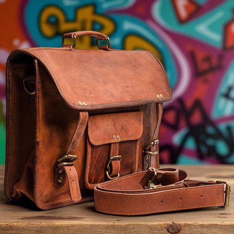 Leather Messenger, Laptop Bag, Briefcase, Cross-Body, Office Handbag, Rustic Vintage Messenger Bag Valentine Gifts for Men
