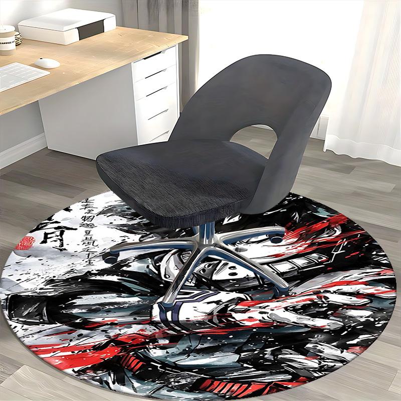 1pc Anime Cartoon Design Round Carpet Office Chair Mat, NonSlip Rug for Home Decor
