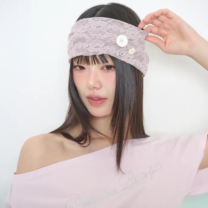 Pink Two-way Lace Hairband