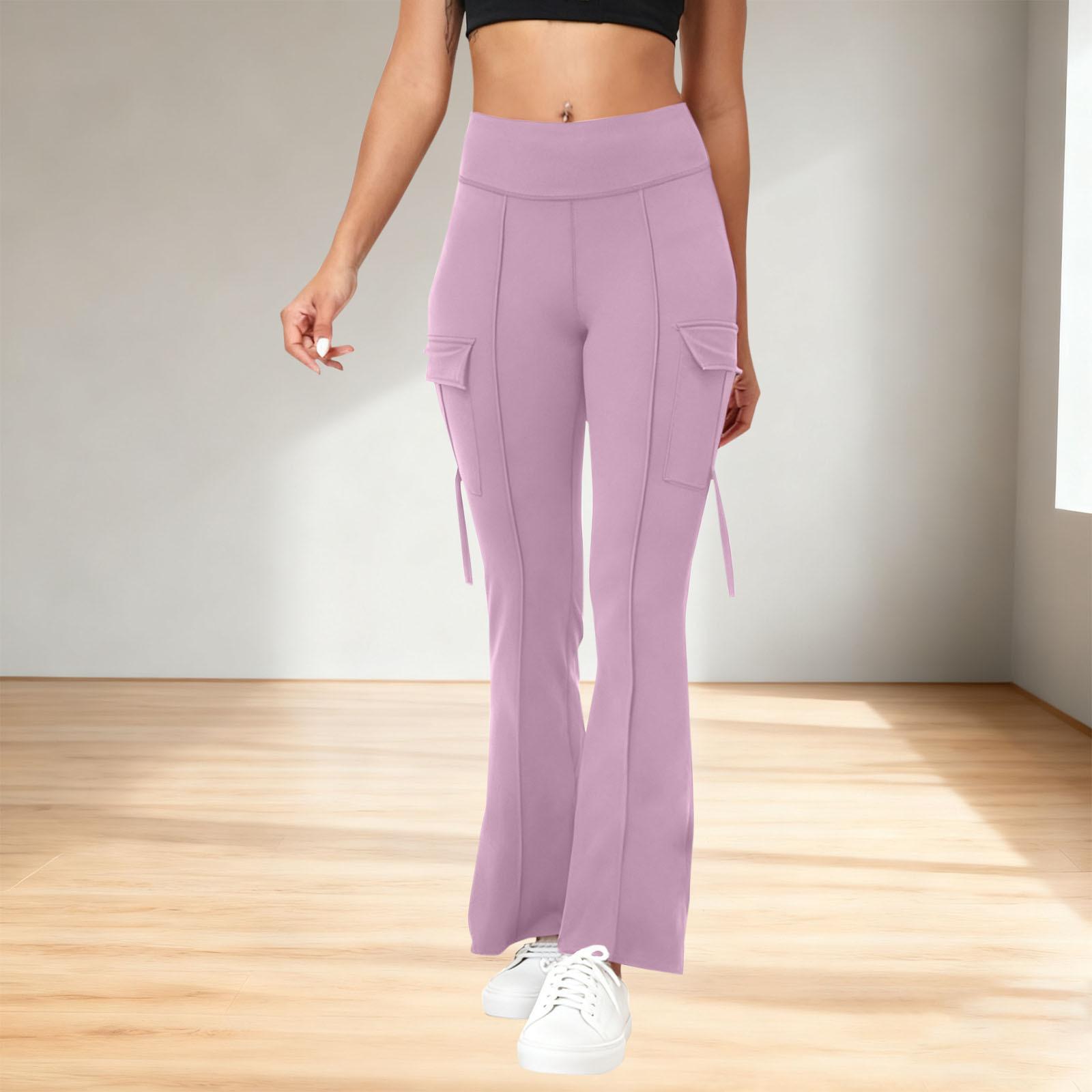 

Women s Color High-Waisted Belt Pocket Yoga Pants S розовый