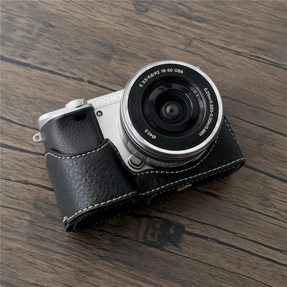 Pouzdro z PU kůže pro fotoaparát Sony A6300 A6400 A6000 A6100 se spodním otevíráním