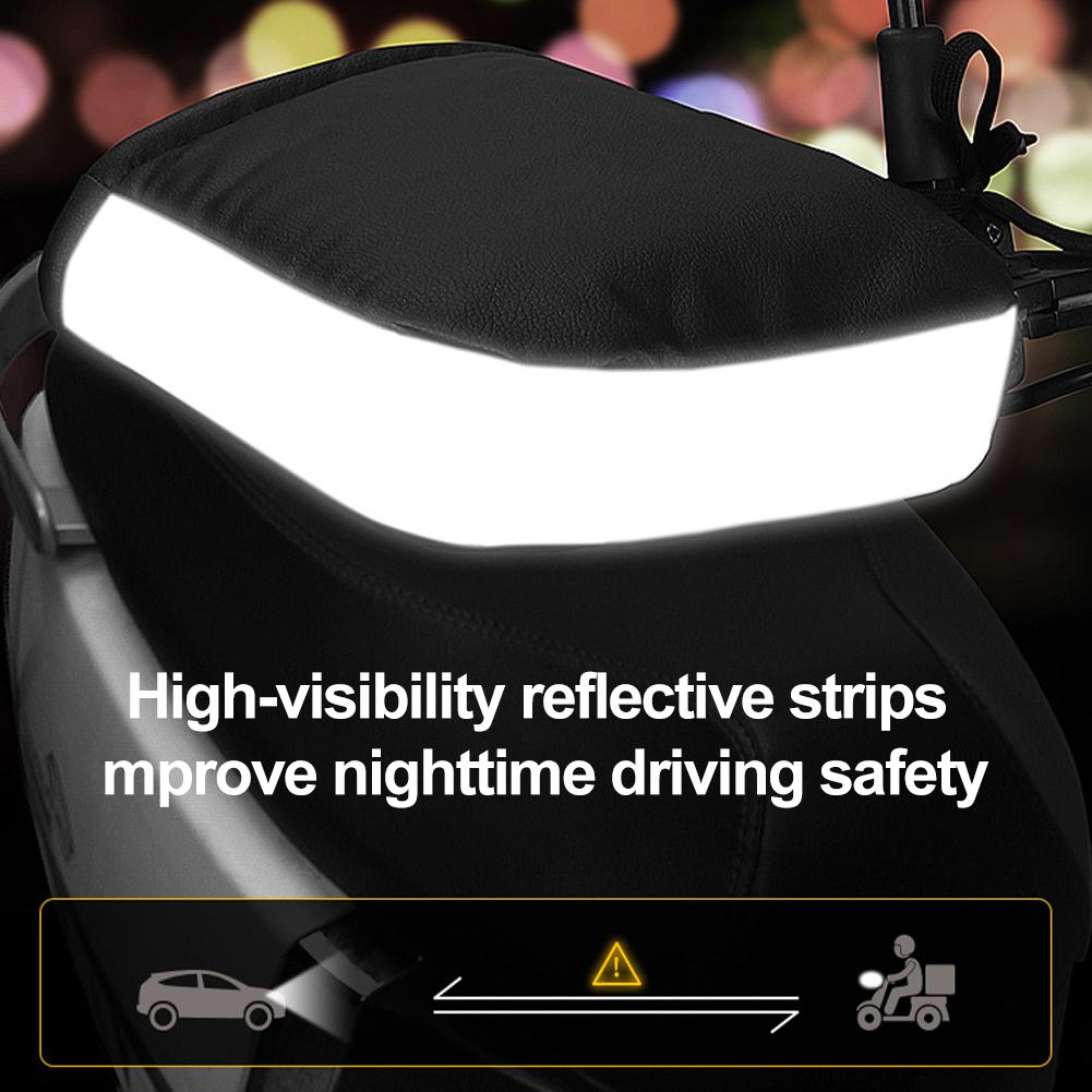 2PCS Winter Electric Bike Gloves - Warm Thickened Handle Covers, Rainproof & Windproof Motorcycle PU Leather Hand Protective