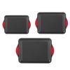 Baking Pan Set 3-Piece Nonstick Carbon Steel Set with Silicone Handles