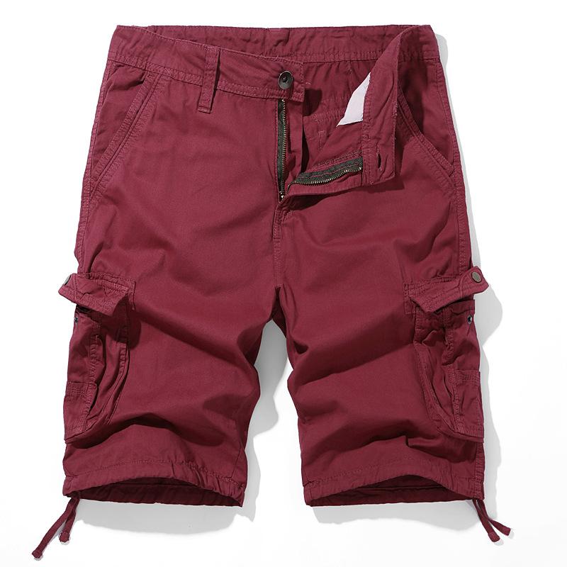 Men Summer Multi Pockets Cotton Cargo Shorts Men Fashion Solid Joggers Shorts Pants Outdoor Breathable Shorts Man