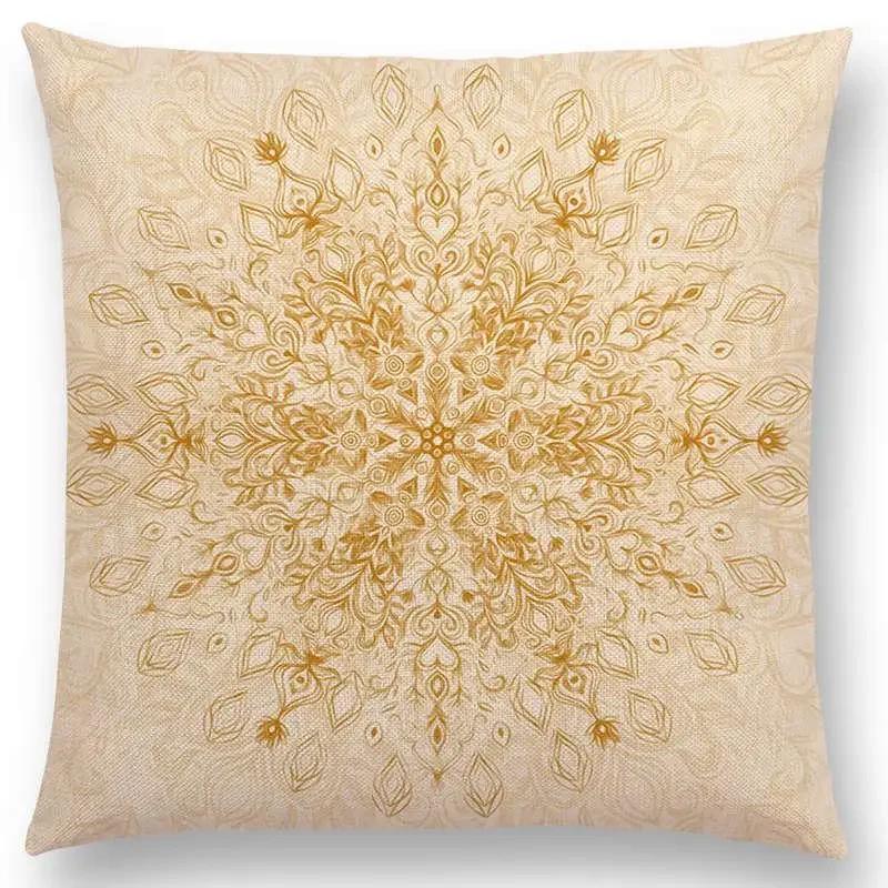 New Fantastic Snowflake Flowers Gorgeous Floral Doodle Colourful Decorative Pattern Mandalas Cushion Cover Sofa Pillow Case