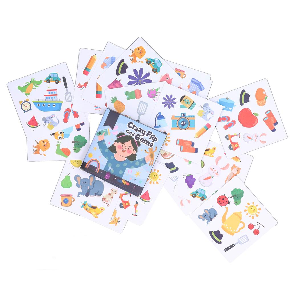 Matching Card Games Flip Card Family Board Game Early Learning Toys Gifts for Toddlers and Kids