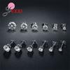 Fine 925 Sterling Silver Jewelry Earrings Clear Cubic Zircon 3MM 4MM 5MM 6MM 7MM 8MM Mix Size 6 Pairs Women Men Ear Accessories