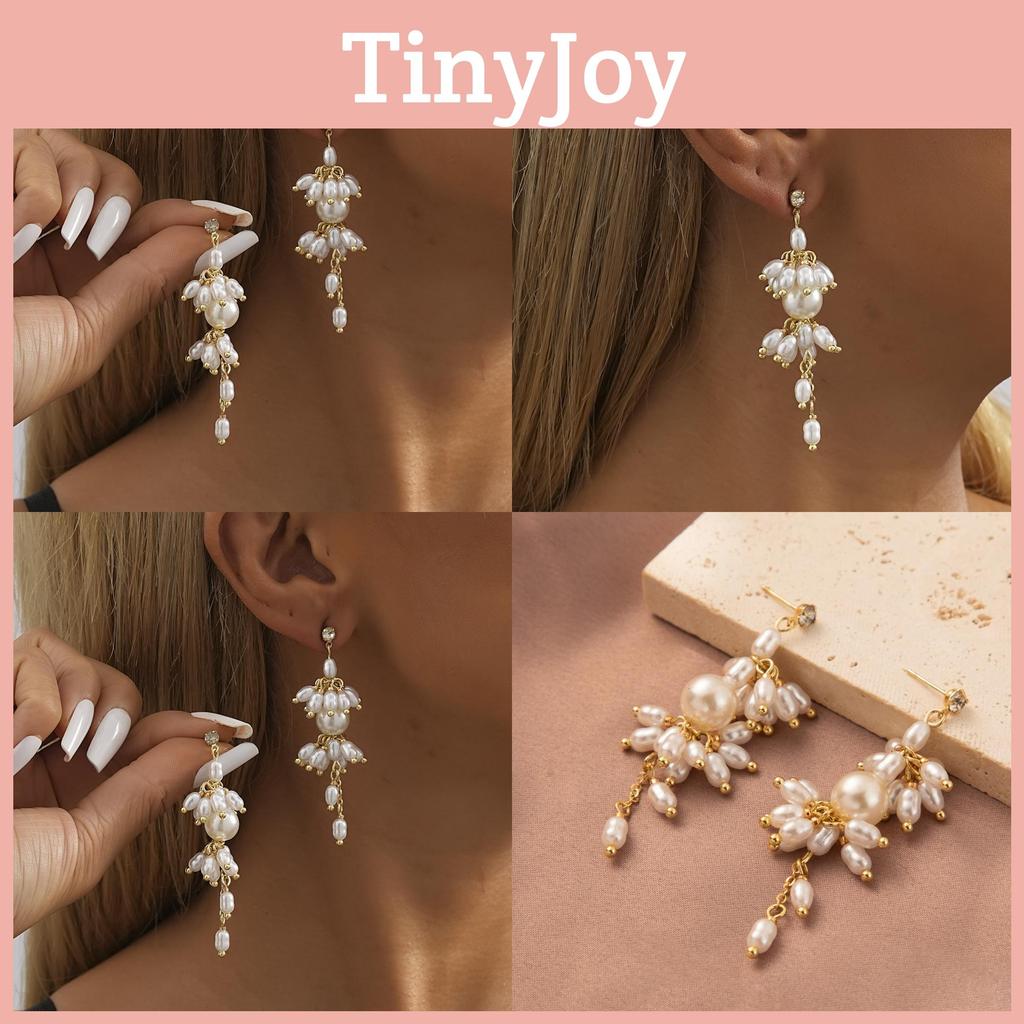 Gold 2023 Fashionable Plated Geometric Tassel Earrings With Pearl Women For