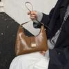 Niche High-end Women's Bag Fashion PU Shoulder Messenger Bag Light Luxury Solid Color Commuter Armpit Bag