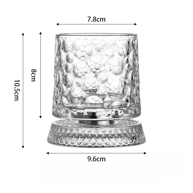 1pcs Rotating Whisky Tumbler Crystal Glass with Stable Base Elegant Barware for Cocktail Wine Daily Gathering