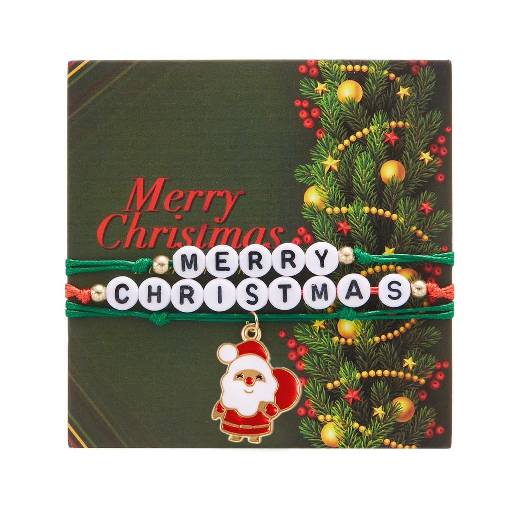 Christmas Bracelet Set Stretch Bracelets with Christmas card Heishi Surfer Bracelets  bracelets for Women xmas gifts