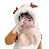 Winter Children's Hats Boys and Girls Scarves Integrated Plush Hats Cute Baby Antlers Fleece Ear Hats Tide