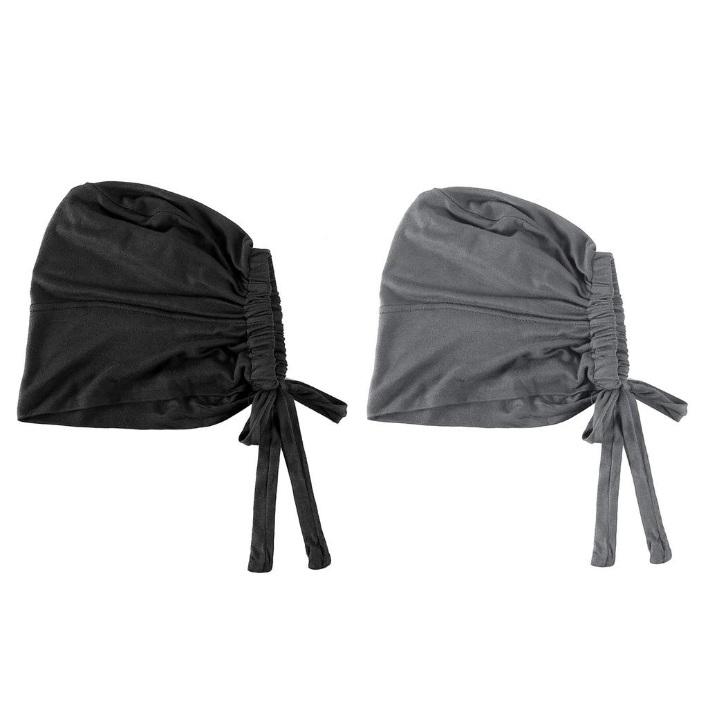 Ethnic Hair Solid Hair Care Cap with Headwear for Hair Loss and Breathable and Perfect for Everyday and Set of 2 Dark Women's Turban, Simple, Color,