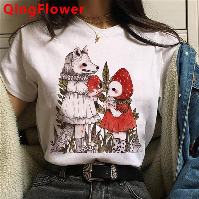 Kawaii Mushroom T Shirt Clothes Women Kawaii 2021 Streetwear Japanese Vintage Summer Top Clothes Harajuku