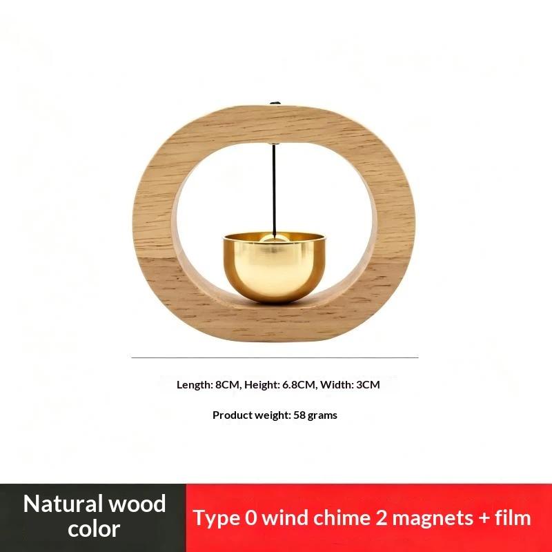 Wooden Magnetic Doorbell Minimalist Brass Chime Natural Wood Frame Entry Alert for Modern Home Interior Use