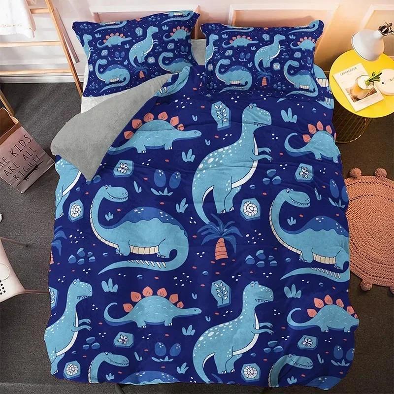 Cartoon Dinosaur Bedding Set Duvet Cover Sheet Printed Bed Set Pillowcase Bed Full Queen King Size Comforter Bedroom
