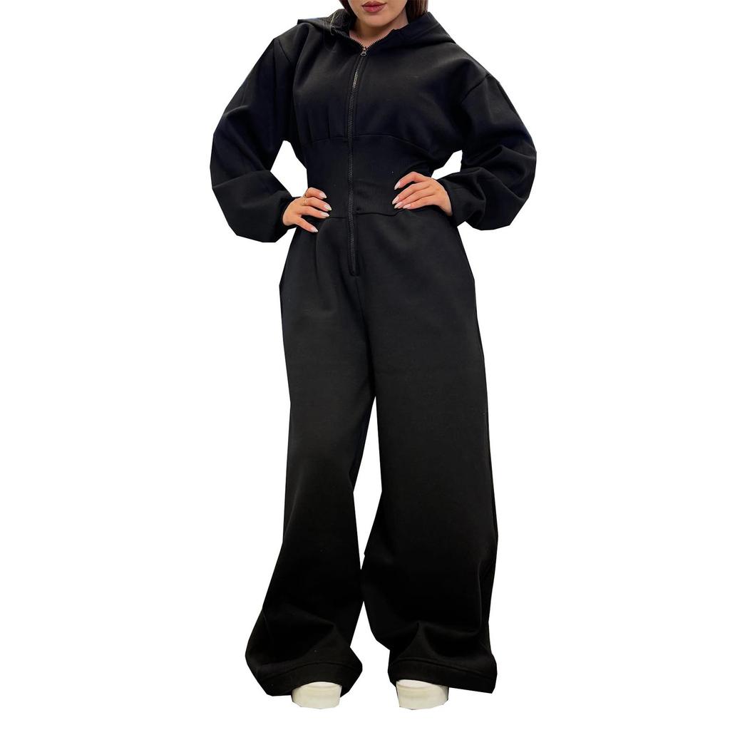 Dámský Ležérní Módní Volný Dlouhý S Dlouhým Rukávem Barevný S Kapucí Kombinéza