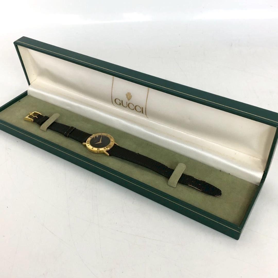 Used GUCCI Gucci 3000L Women s Watch Quartz Gold Black Dial Vintage Collection Tradition Art Royal Road Going Out Everyday Use
