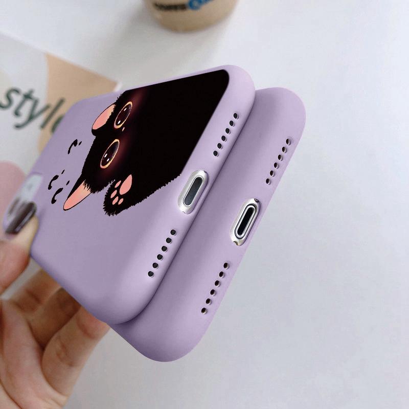 Cute Cat Soft Silicone Case For Samsung A55 M35 S24 Xiaomi Redmi Note 13 Pro 13C 14 Poco C65 iPhone 15 Huawei Honor 200 Realme Camera Shockproof Cover