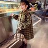 Cappotto di lana vintage da bambina, Autunno e Inverno Bambini Larga Scozzese Principessa Imbottito in Cotone Cappotto di Lana