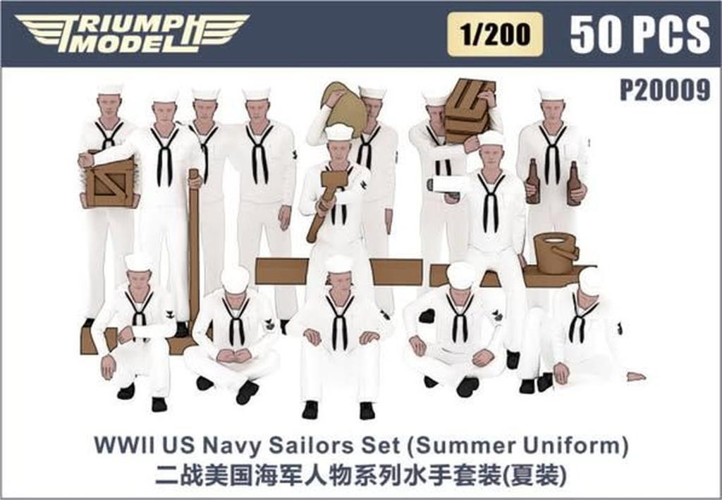 Triumph Model WW2 US Navy Sailors in Summer Set of Plastic Model Parts TRFP20009 1/200 Uniform, 50, (Ships)