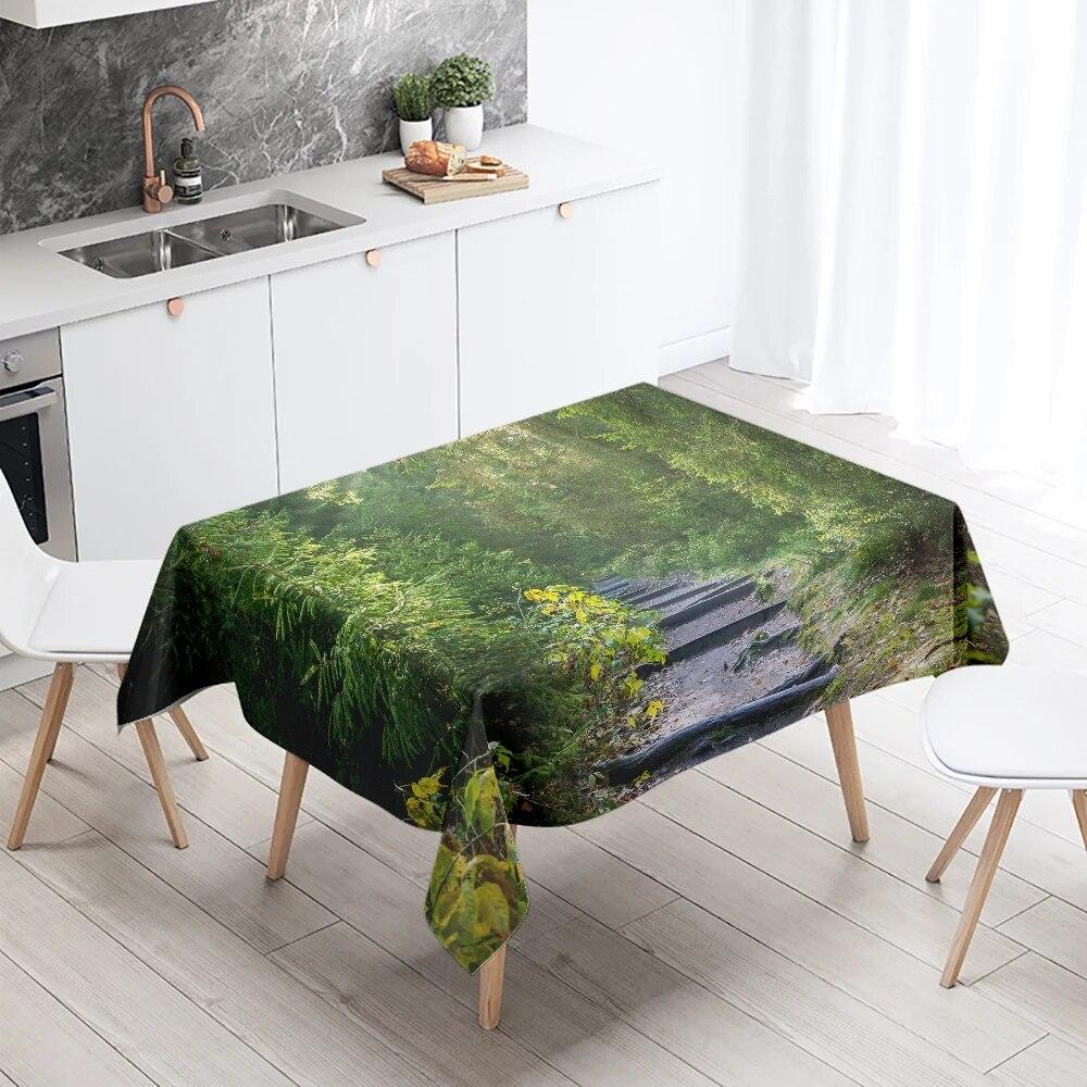 Creative Plant Love Printing Tablecloth Scenic Camping Antifouling Waterproof Table Home Decoration