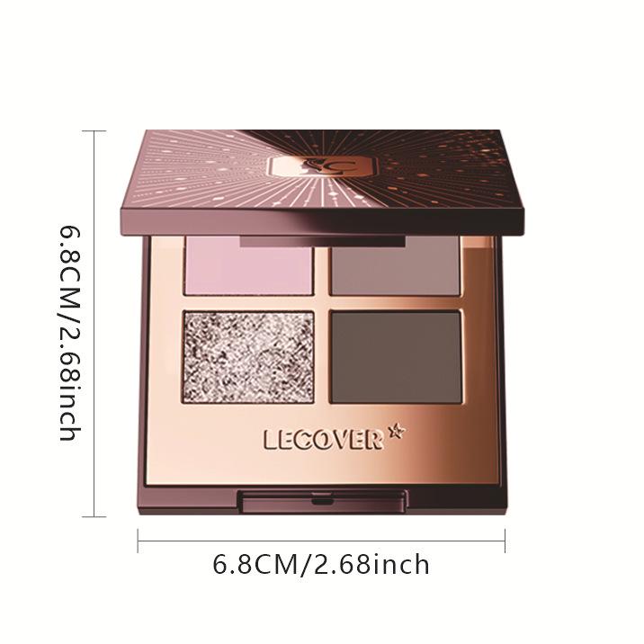 LECOVER Four-Color Eyeshadow Palette: Matte, Pearl, Fine Shimmer & Super Flash Highlights for European and American Styles