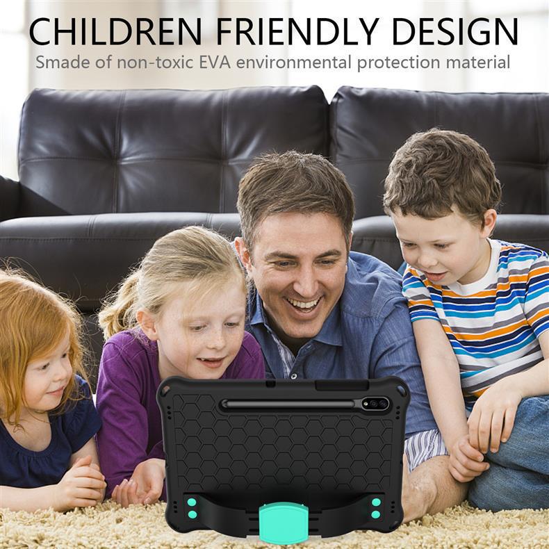 Samsung S9/S8 Tablet EVA Protective Case for Kids - Honeycomb Design with Hand Strap and Full Coverage Anti-Drop Protection.