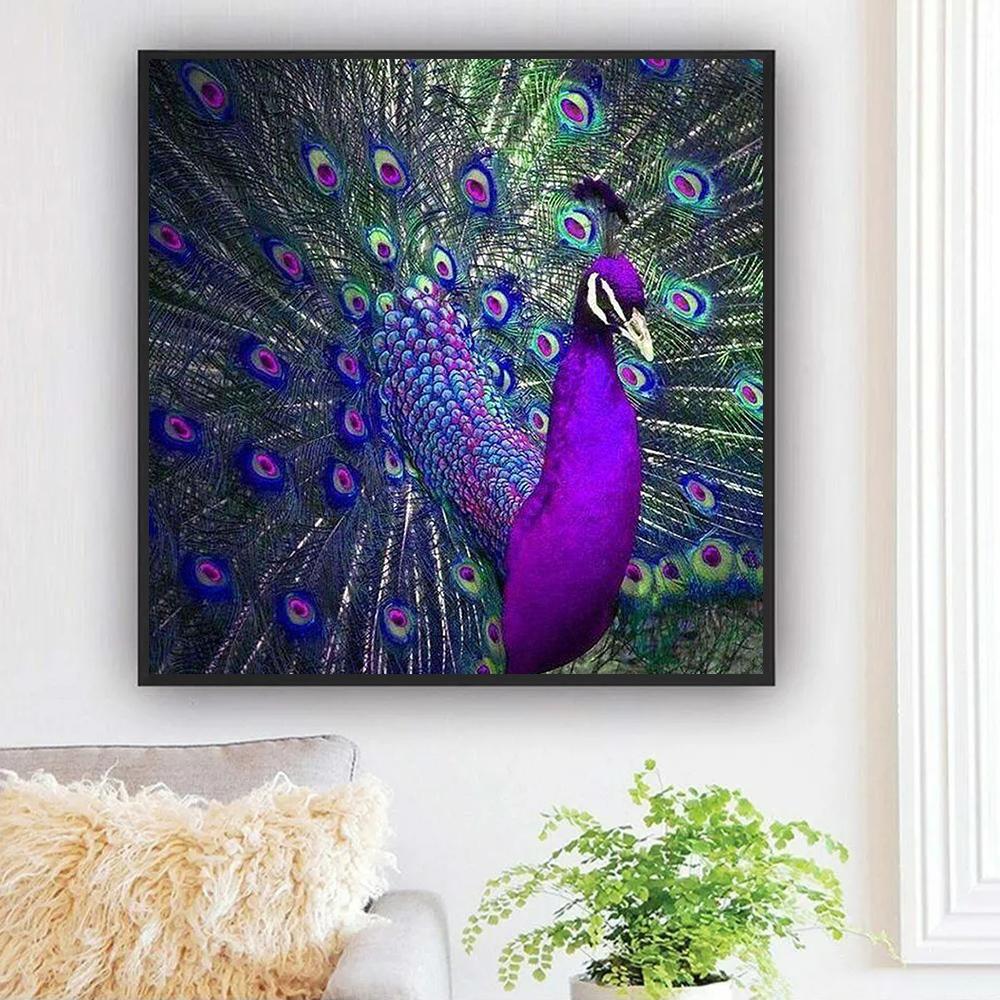 Diamond Painting Peacock Colorful Full Drill Square Diamond Embroidery 5D DIY Needlework Mosaic Art Handmade Gift