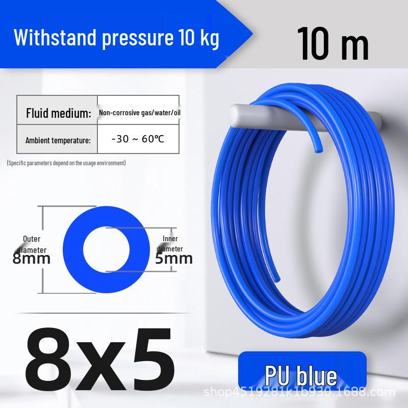 Zhuo Ji 8mm High-Pressure Transparent PU Air Hose for Air Compressors (Sizes: 4/6/10/12/14/16)