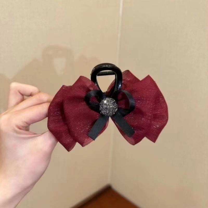 "High-Grade Bow Princess Shark Clip - 2024 Celebrity Cloud Mesh Headdress"