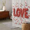 Valentine'S Love Shower Curtain - Red Heart Design, Waterproof Polyester, 12 Grommets, Machine Washable, Perfect Bath Decor