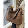 Large Capacity Straw Bag Women 2025 New Summer Seaside Shoulder Tote Bag High-Grade Light Luxury Style Woven Bag