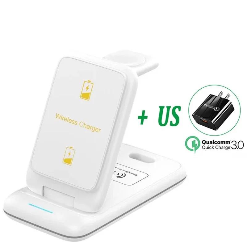 3 in 1 Wireless Charger Stand Foldable Fast Charging Station Phone Holder For iPhone 16 15 14 13 12 Pro Max  Watch Airpods