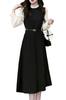 Spring Long Midi Long Dress with Stylish [Chubikime] Women's Dress, Dress, Sleeves, A-Line Belt, Slimming,