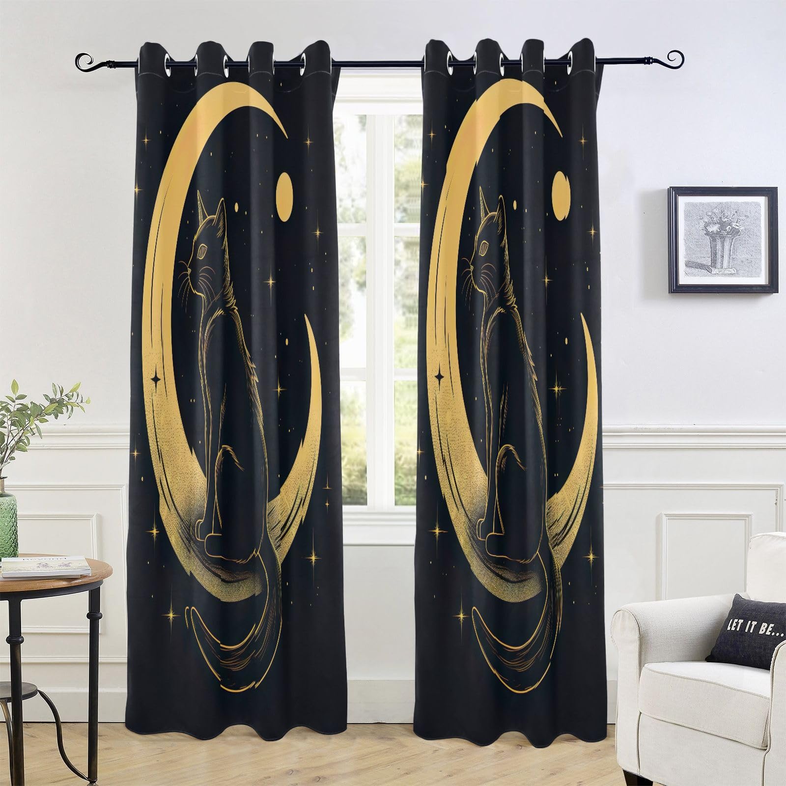 Katzen-Fenstervorhänge Niedliche Haustierkatzen Vorhänge für Schlafzimmer Wohnzimmer für Kinder Jungen Mädchen Tiermotiv Dekorationen Vorhang 2 Stück W55 X H120cm X 2&Grommet Top