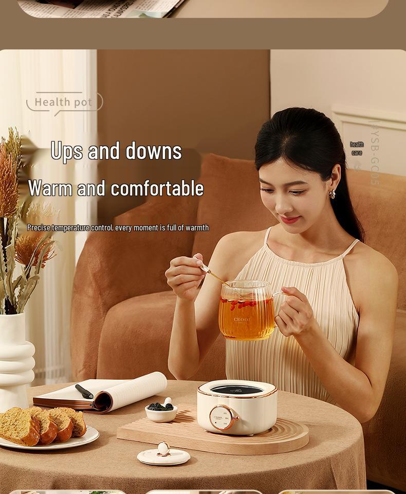 Kompaktní elektrický čajovar: Multifunkční mini zdravotní hrnec a květinová konvička na čaj se samostatným vařičem